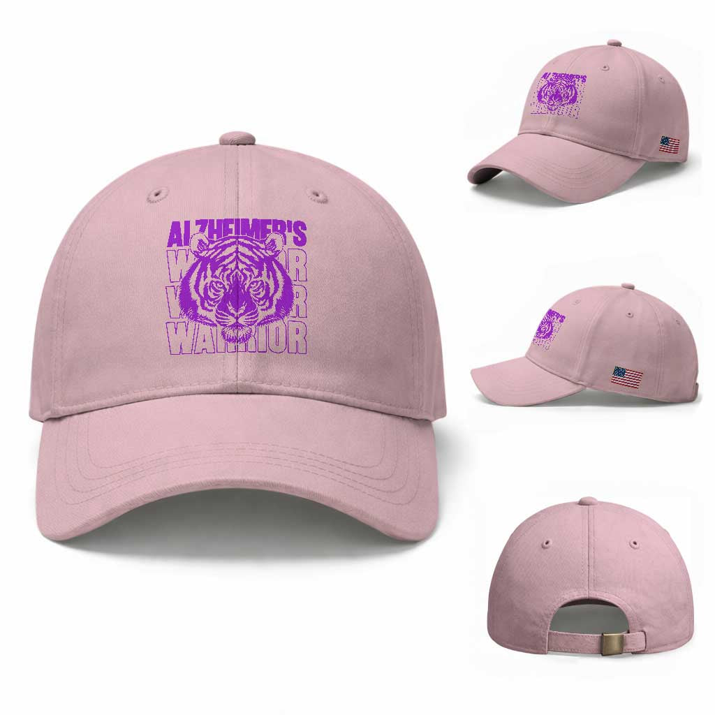 Alzheimer's Warrior Baseball Cap Purple Tiger Ribbon Support Graphic TS12 Baseball Cap Universal Fit Light Pink Print Your Wear