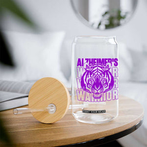 Alzheimer's Warrior Glass Can Purple Tiger Ribbon Support Graphic TS12 Print Your Wear
