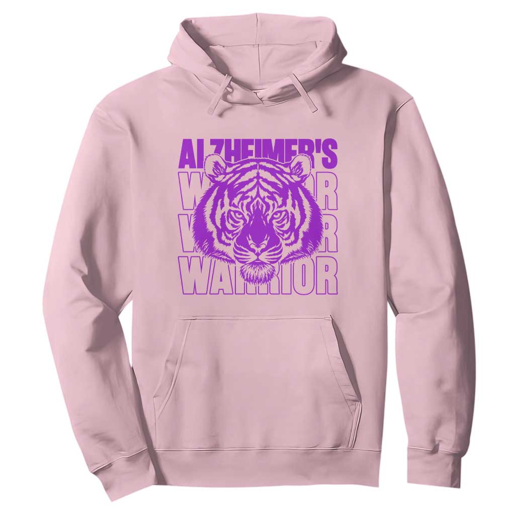 Alzheimer's Warrior Hoodie Purple Tiger Ribbon Support Graphic TS12 Light Pink Print Your Wear
