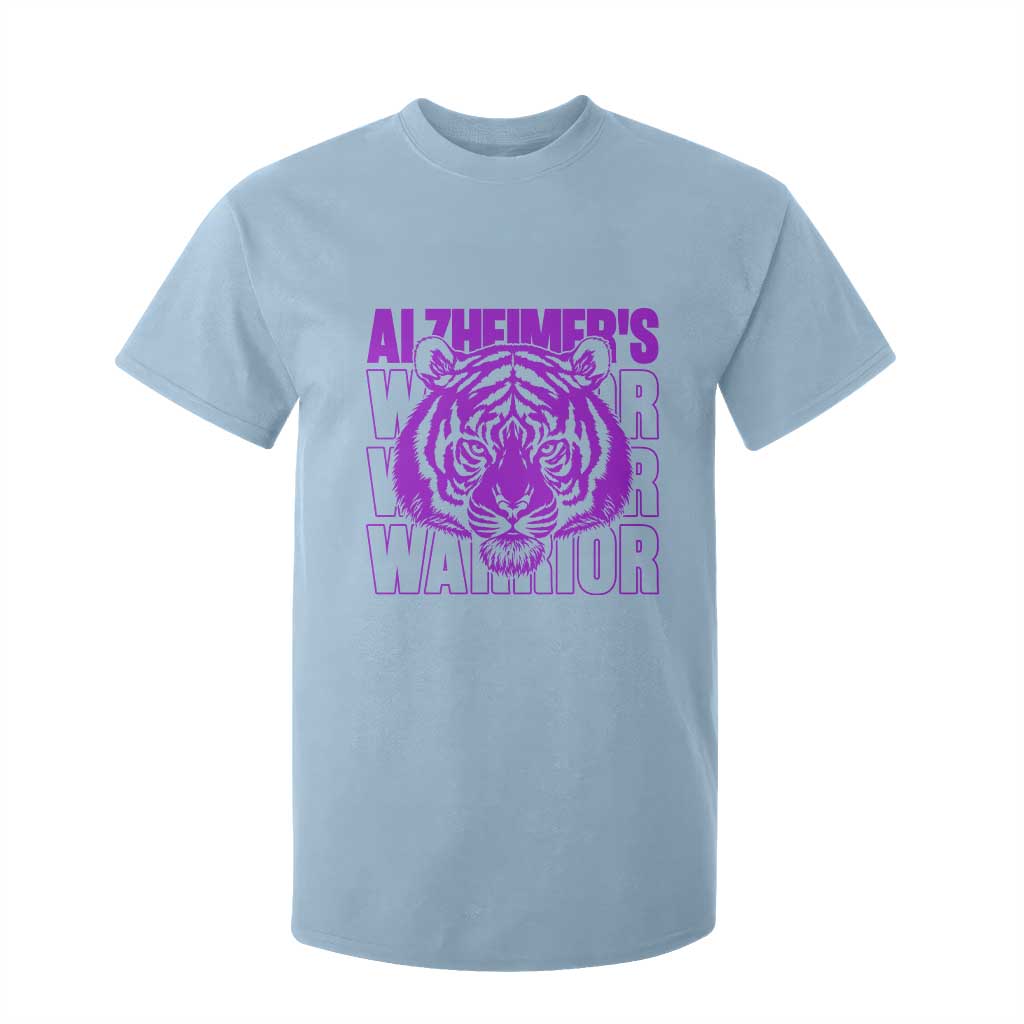 Alzheimer's Warrior T Shirt For Kid Purple Tiger Ribbon Support Graphic TS12 Light Blue Print Your Wear