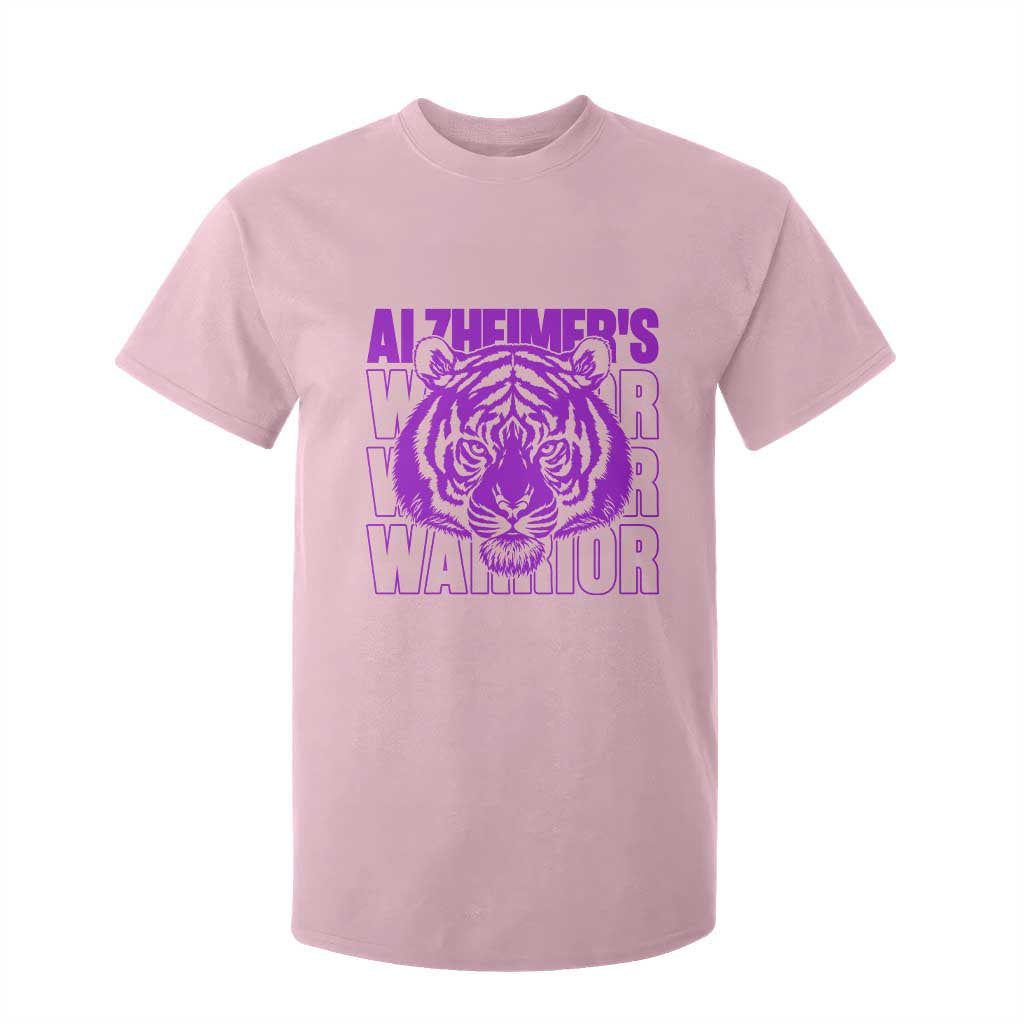 Alzheimer's Warrior T Shirt For Kid Purple Tiger Ribbon Support Graphic TS12 Light Pink Print Your Wear
