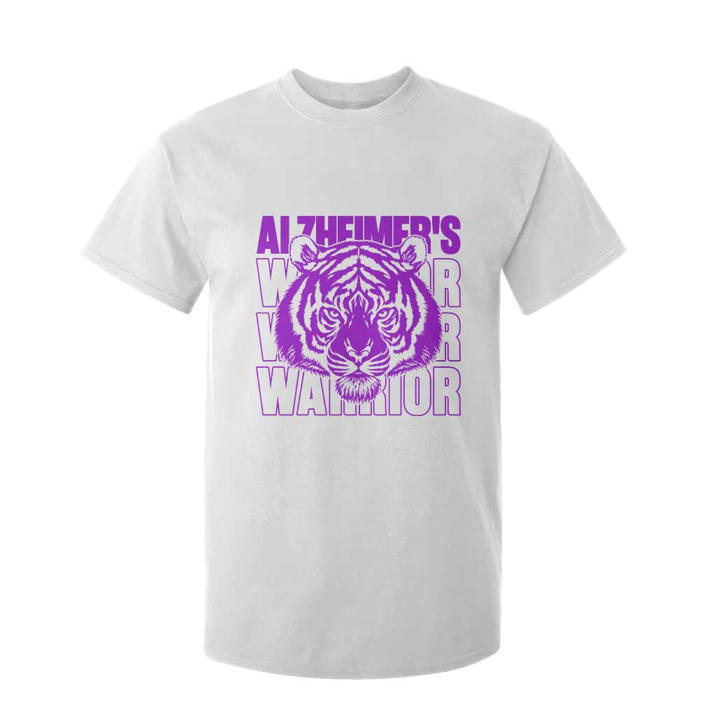 Alzheimer's Warrior T Shirt For Kid Purple Tiger Ribbon Support Graphic TS12 White Print Your Wear