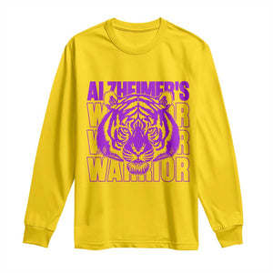 Alzheimer's Warrior Long Sleeve Shirt Purple Tiger Ribbon Support Graphic TS12 Daisy Print Your Wear