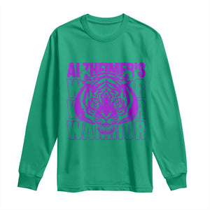 Alzheimer's Warrior Long Sleeve Shirt Purple Tiger Ribbon Support Graphic TS12 Irish Green Print Your Wear