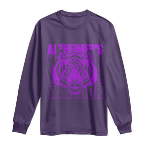 Alzheimer's Warrior Long Sleeve Shirt Purple Tiger Ribbon Support Graphic TS12 Purple Print Your Wear