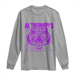 Alzheimer's Warrior Long Sleeve Shirt Purple Tiger Ribbon Support Graphic TS12 Sport Gray Print Your Wear