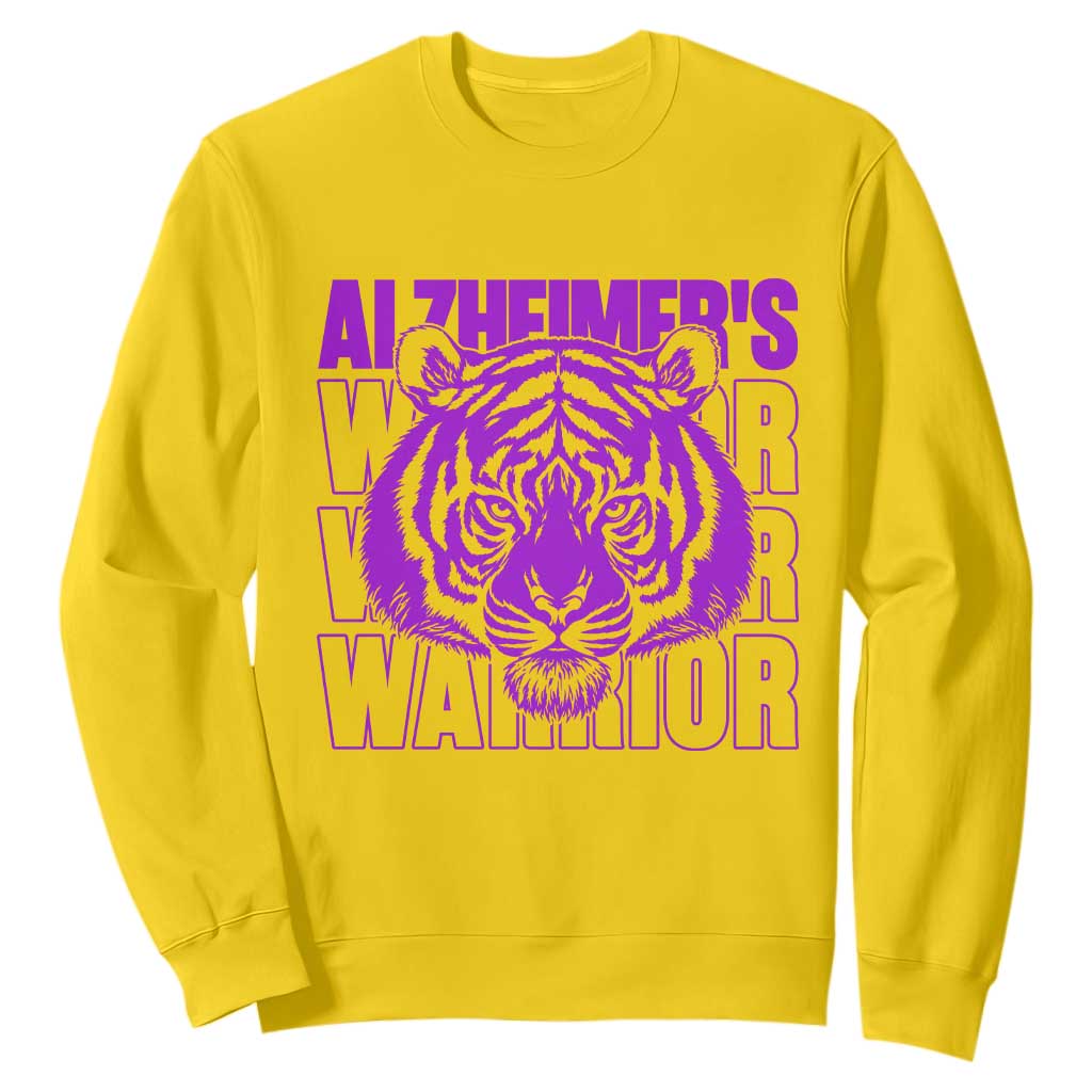 Alzheimer's Warrior Sweatshirt Purple Tiger Ribbon Support Graphic TS12 Daisy Print Your Wear