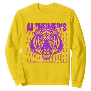Alzheimer's Warrior Sweatshirt Purple Tiger Ribbon Support Graphic TS12 Daisy Print Your Wear