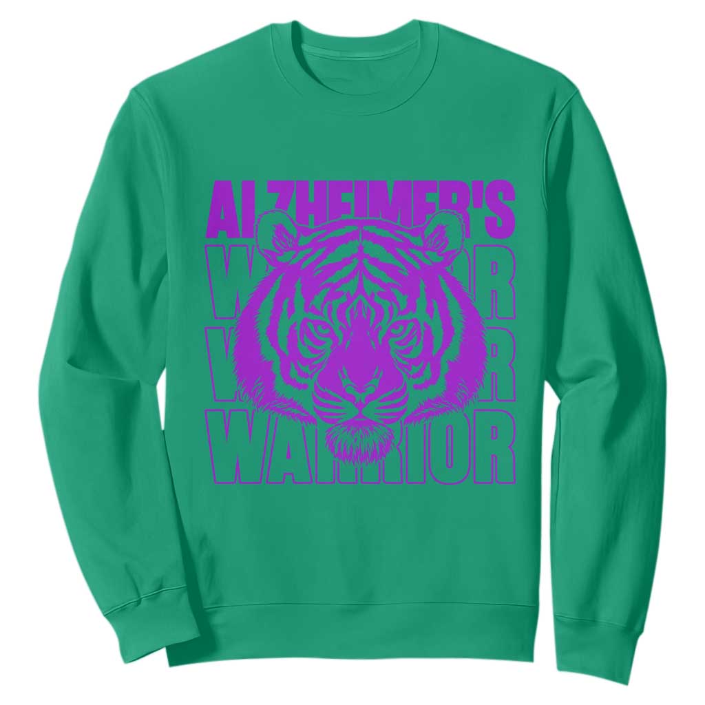 Alzheimer's Warrior Sweatshirt Purple Tiger Ribbon Support Graphic TS12 Irish Green Print Your Wear