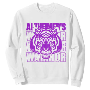 Alzheimer's Warrior Sweatshirt Purple Tiger Ribbon Support Graphic TS12 White Print Your Wear