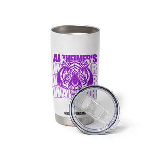 Alzheimer's Warrior Tumbler Cup Purple Tiger Ribbon Support Graphic TS12 Print Your Wear
