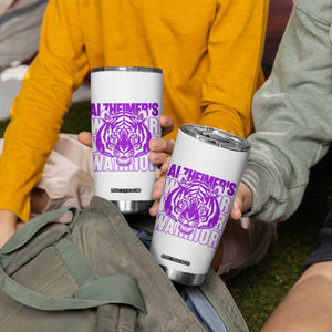 Alzheimer's Warrior Tumbler Cup Purple Tiger Ribbon Support Graphic TS12 Print Your Wear