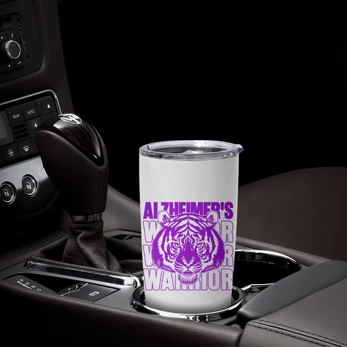 Alzheimer's Warrior Tumbler Cup Purple Tiger Ribbon Support Graphic TS12 Print Your Wear