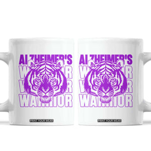 Alzheimer's Warrior Coffee Mug Purple Tiger Ribbon Support Graphic TS12 White Print Your Wear