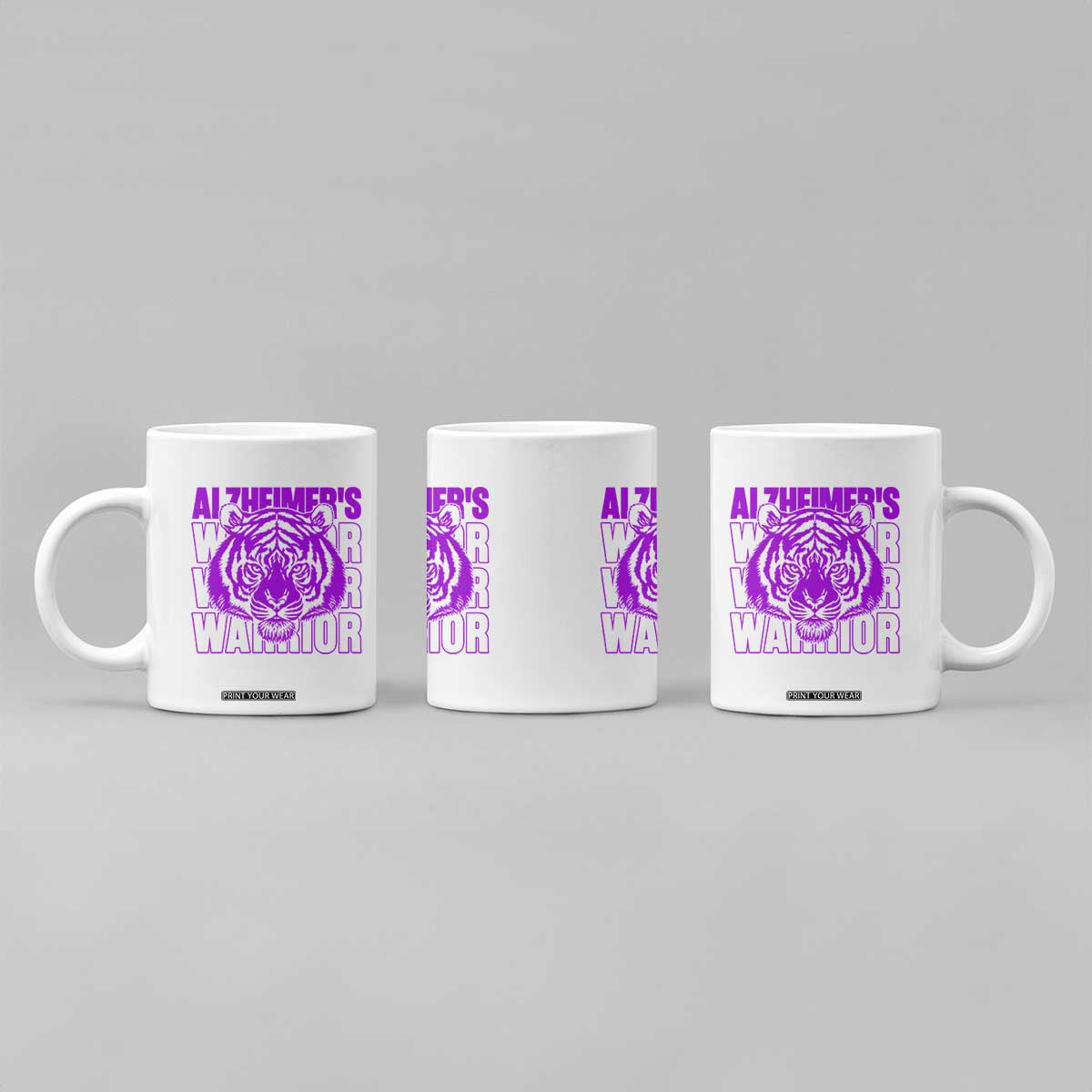 Alzheimer's Warrior Coffee Mug Purple Tiger Ribbon Support Graphic TS12 Print Your Wear