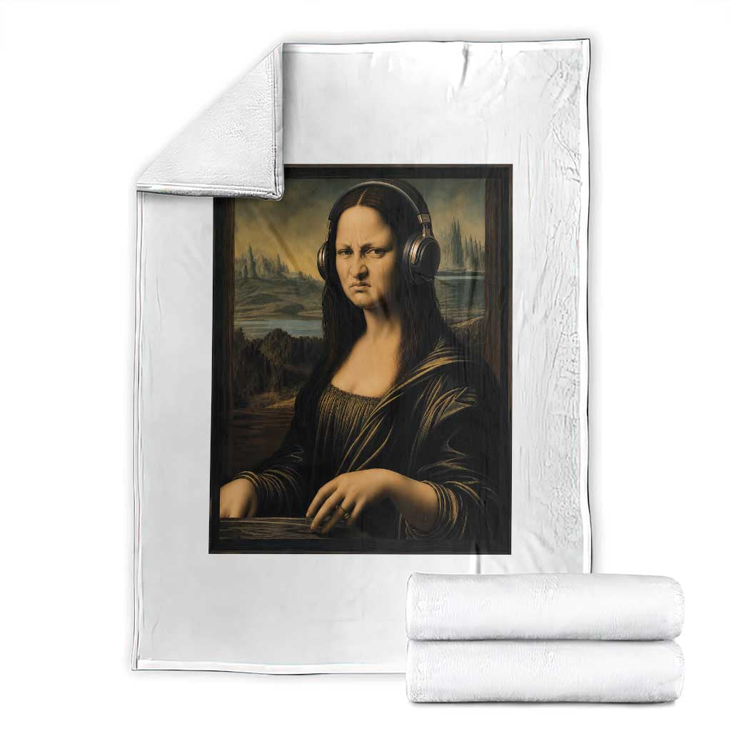 Funny Mona Lisa Bass Face Throw Blanket Vintage DJ Producer Music Lover Gift TS12 White Print Your Wear