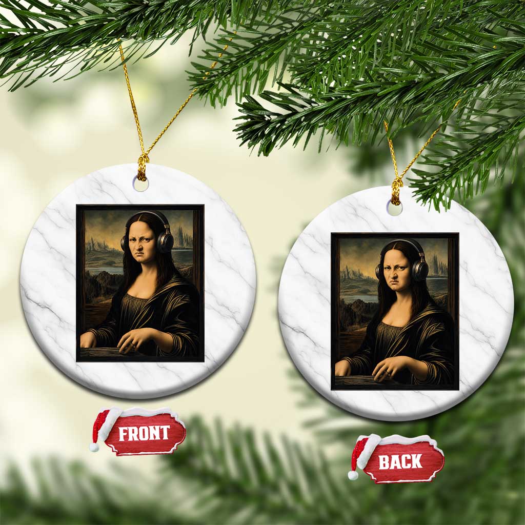 Funny Mona Lisa Bass Face Ceramic Ornament Vintage DJ Producer Music Lover Gift TS12 1pc White Marble Print Your Wear