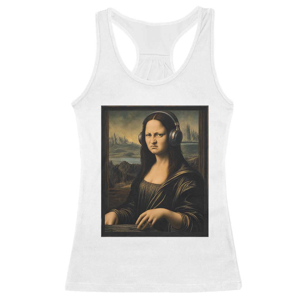 Funny Mona Lisa Bass Face Racerback Tank Top Vintage DJ Producer Music Lover Gift TS12 White Print Your Wear