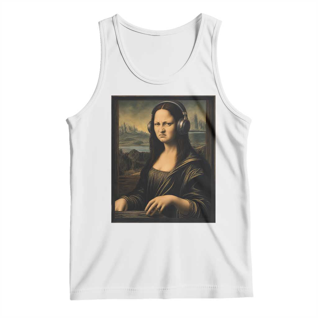 Funny Mona Lisa Bass Face Tank Top Vintage DJ Producer Music Lover Gift TS12 White Print Your Wear