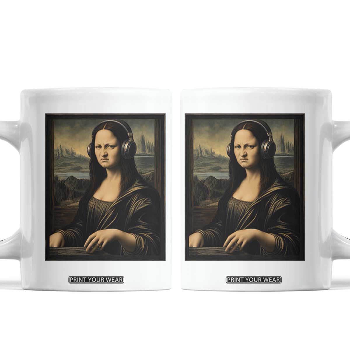 Funny Mona Lisa Bass Face Coffee Mug Vintage DJ Producer Music Lover Gift TS12 White Print Your Wear