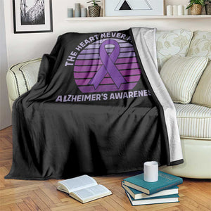 The Heart Never Forgets Alzheimers Support Throw Blanket Vintage Sunset Purple Ribbon Graphic TS12 Print Your Wear