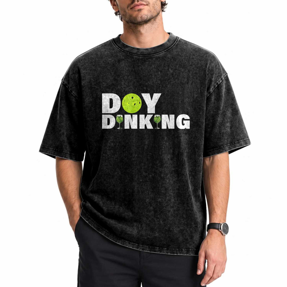 Pickleball Lover Washed Cotton T-Shirt Day Dinking Drinking Gift