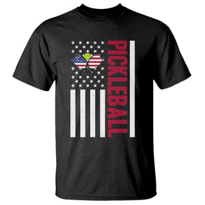 Pickleball Patriotic T Shirt American Flag Sport Gift TS12 Black Print Your Wear