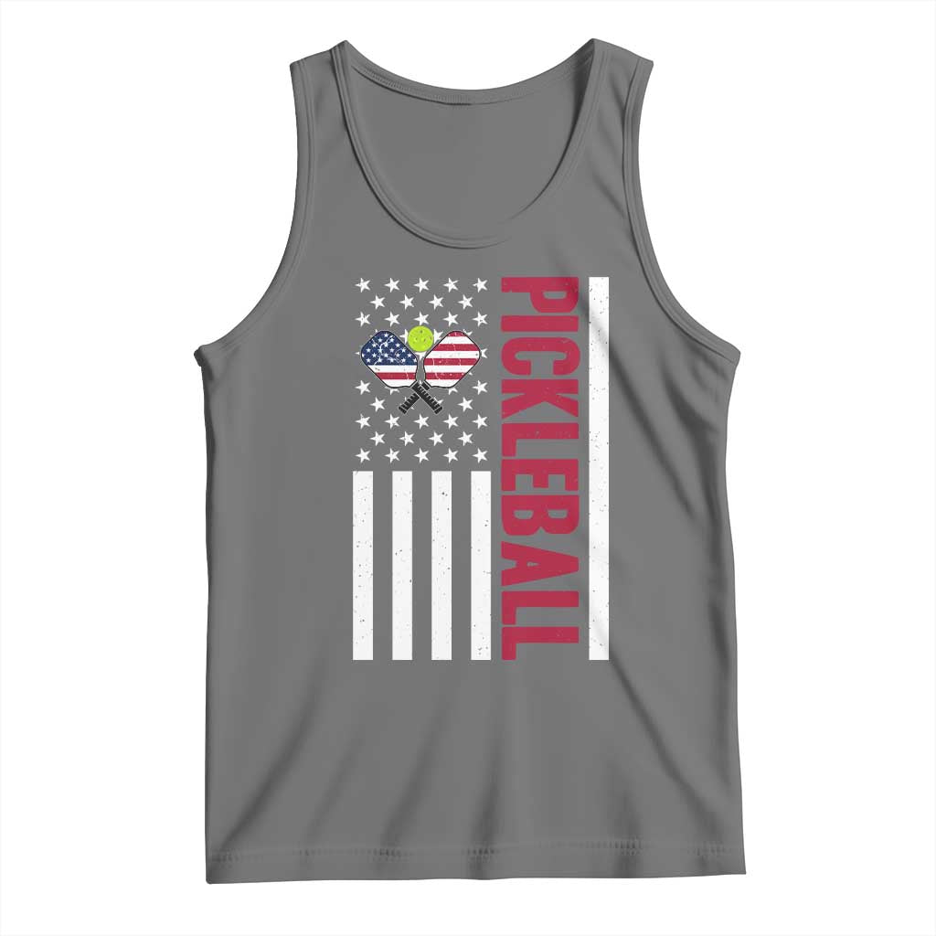 Pickleball Patriotic Tank Top American Flag Sport Gift TS12 Black Heather Print Your Wear