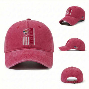 Pickleball Patriotic Washed Cotton Baseball Cap American Flag Sport Gift TS12 Washed Cap Universal Fit Red Print Your Wear