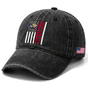 Pickleball Patriotic Washed Cotton Baseball Cap American Flag Sport Gift TS12 Print Your Wear