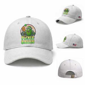 Funny Pickleball Lover Baseball Cap Pickle Ballin Quote TS12 Baseball Cap Universal Fit White Print Your Wear