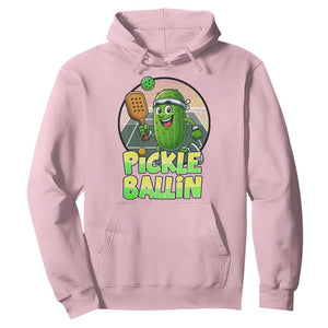 Funny Pickleball Lover Hoodie Pickle Ballin Quote TS12 Light Pink Print Your Wear