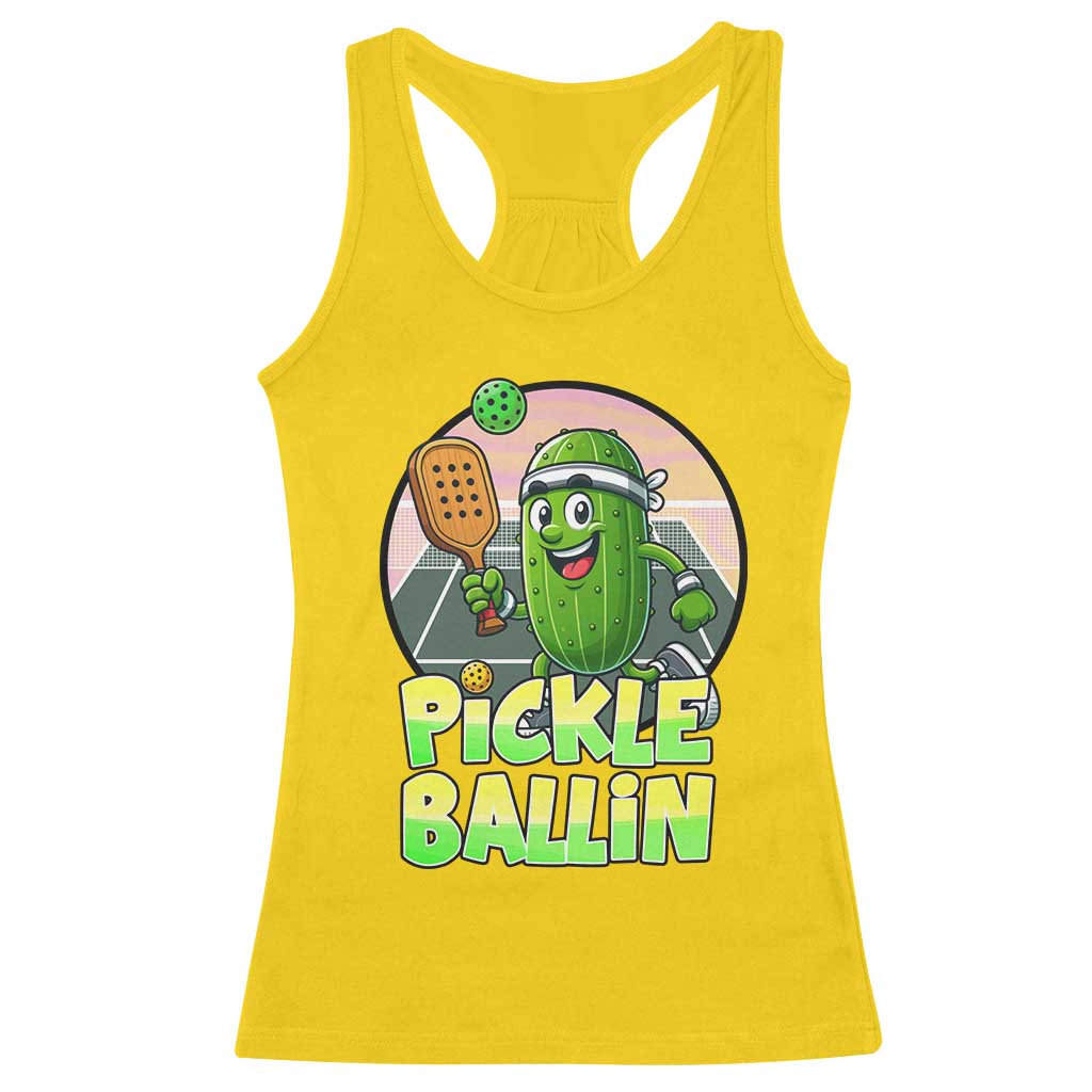 Funny Pickleball Lover Racerback Tank Top Pickle Ballin Quote TS12 Daisy Print Your Wear