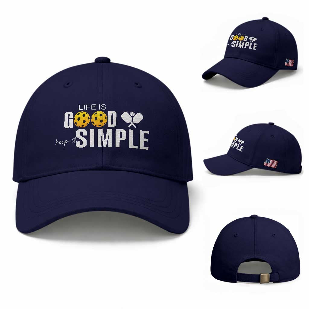 Life Is Good Keep It Simple Baseball Cap Pickleball Lover TS12 Baseball Cap Universal Fit Dark Blue Print Your Wear