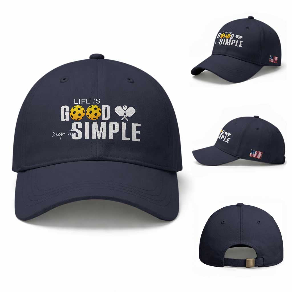 Life Is Good Keep It Simple Baseball Cap Pickleball Lover TS12 Baseball Cap Universal Fit Navy Print Your Wear
