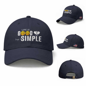 Life Is Good Keep It Simple Baseball Cap Pickleball Lover TS12 Baseball Cap Universal Fit Navy Print Your Wear