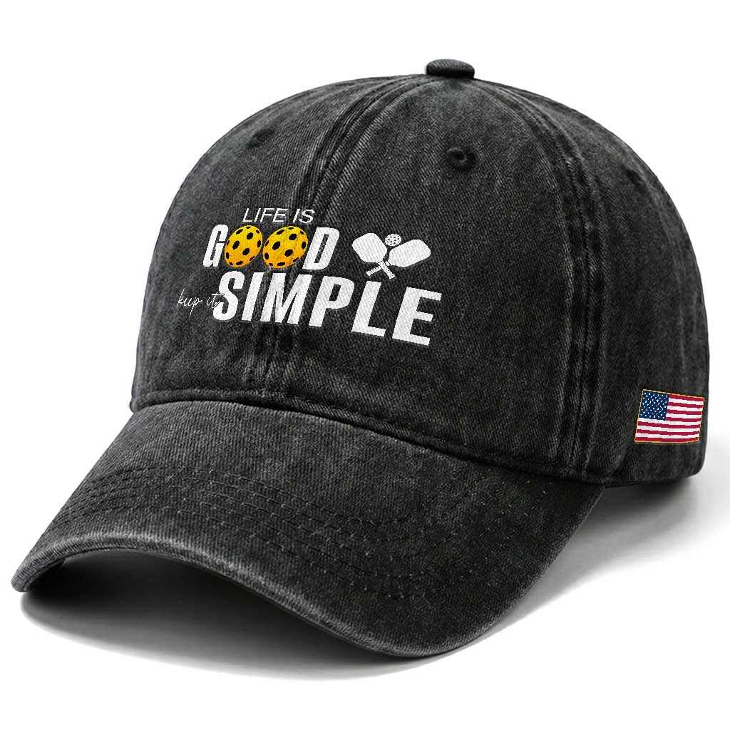 Life Is Good Keep It Simple Washed Cotton Baseball Cap Pickleball Lover TS12 Print Your Wear
