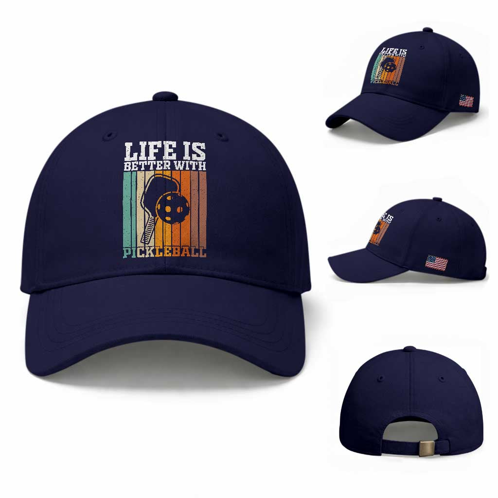 Life Is Better With Pickleball Baseball Cap Funny Dink Saying TS12 Baseball Cap Universal Fit Dark Blue Print Your Wear