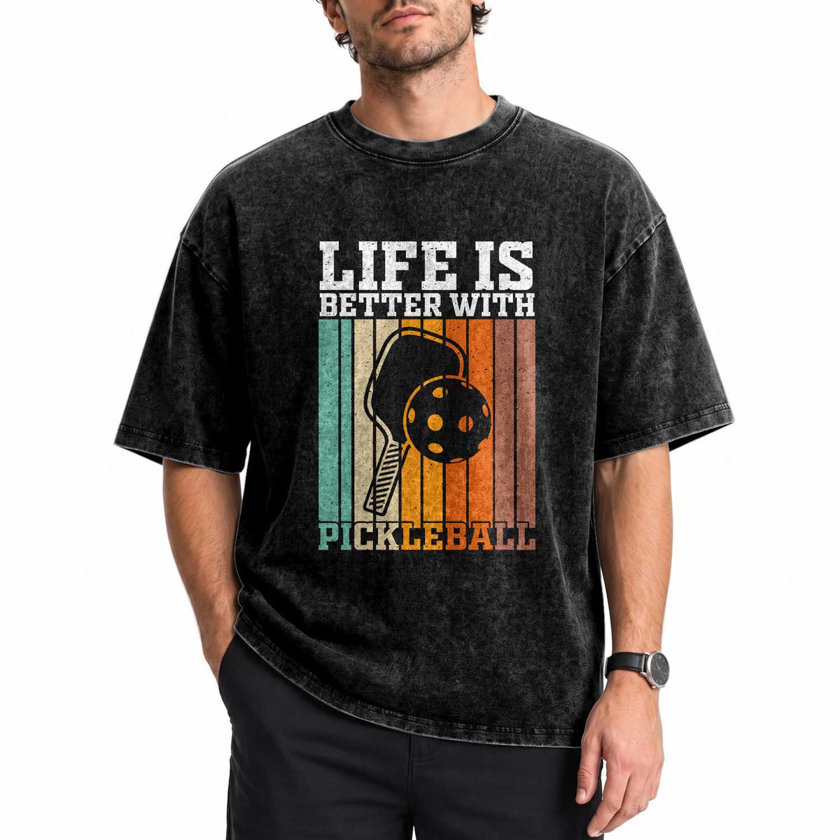 Life Is Better With Pickleball Washed Cotton T-Shirt Funny Dink Saying