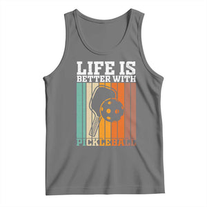 Life Is Better With Pickleball Tank Top Funny Dink Saying TS12 Black Heather Print Your Wear