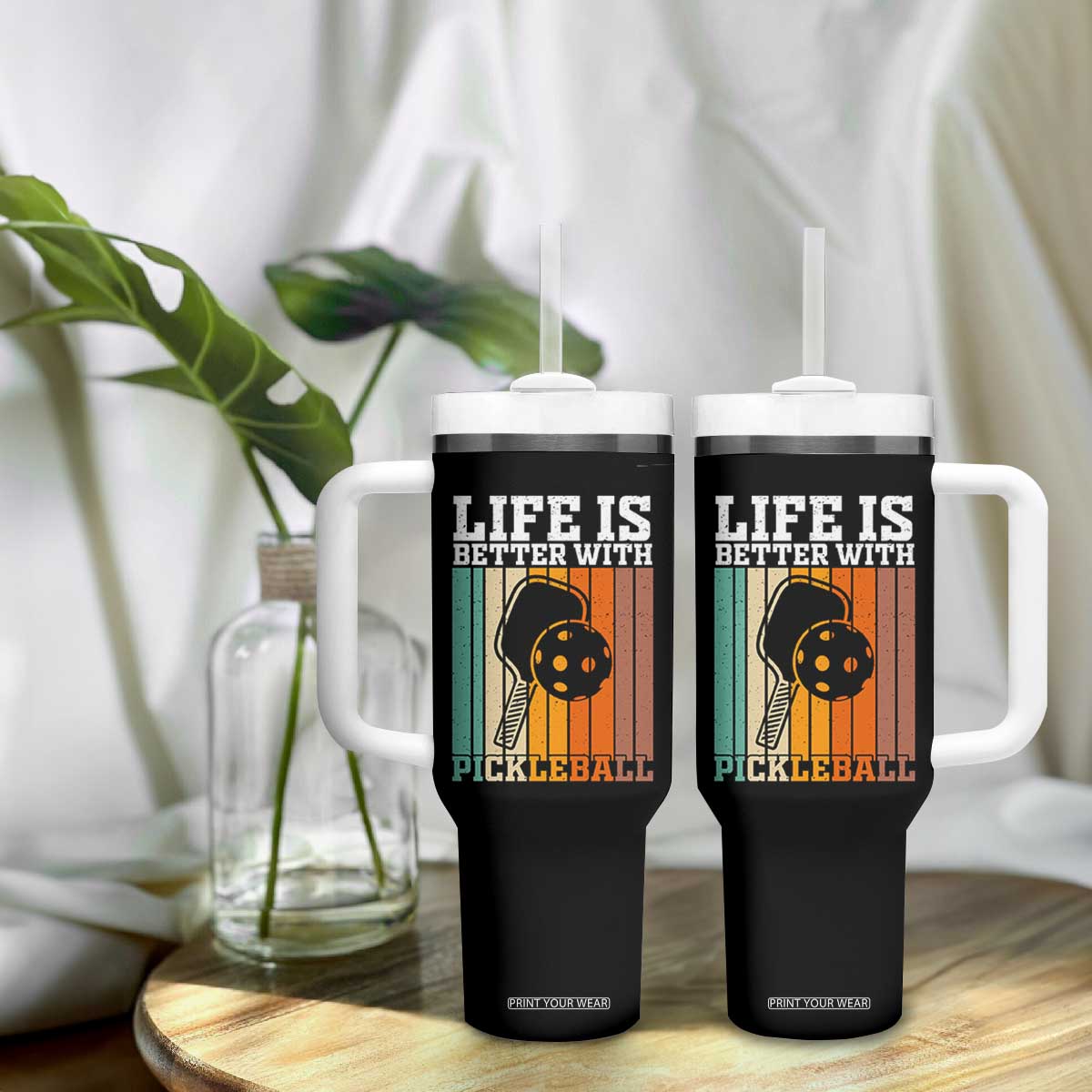 Life Is Better With Pickleball Tumbler With Handle Funny Dink Saying TS12 Print Your Wear