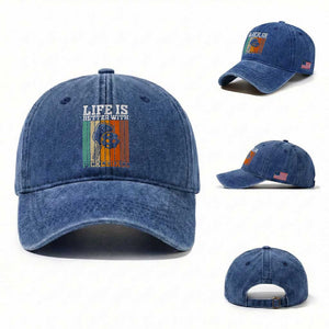 Life Is Better With Pickleball Washed Cotton Baseball Cap Funny Dink Saying TS12 Washed Cap Universal Fit Royal Blue Print Your Wear