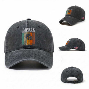 Life Is Better With Pickleball Washed Cotton Baseball Cap Funny Dink Saying TS12 Washed Cap Universal Fit Dark Gray Print Your Wear