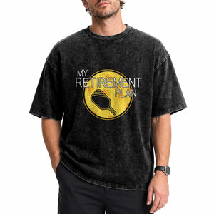 Funny Retirement Plan Washed Cotton T-Shirt Pickleball Gift For Lovers