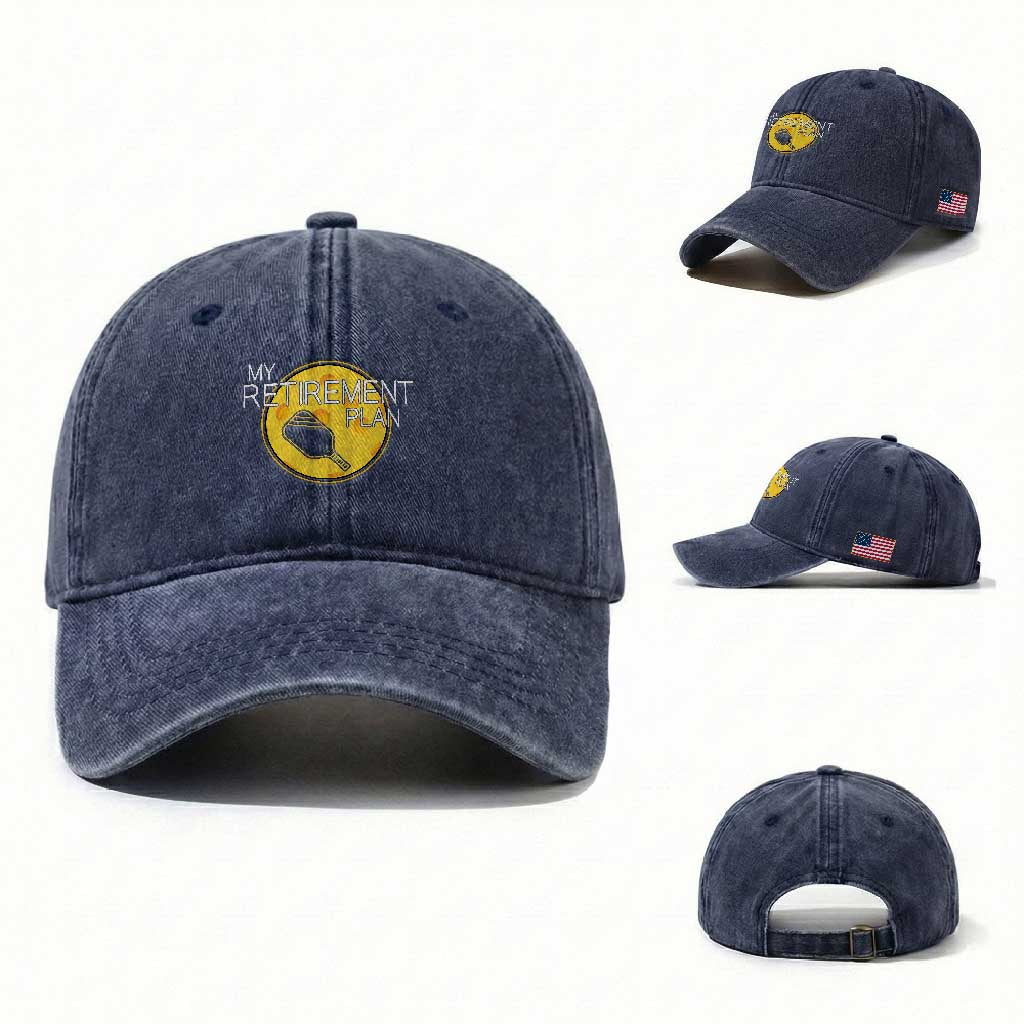 Funny Retirement Plan Washed Cotton Baseball Cap Pickleball Gift For Lovers TS12 Washed Cap Universal Fit Navy Print Your Wear