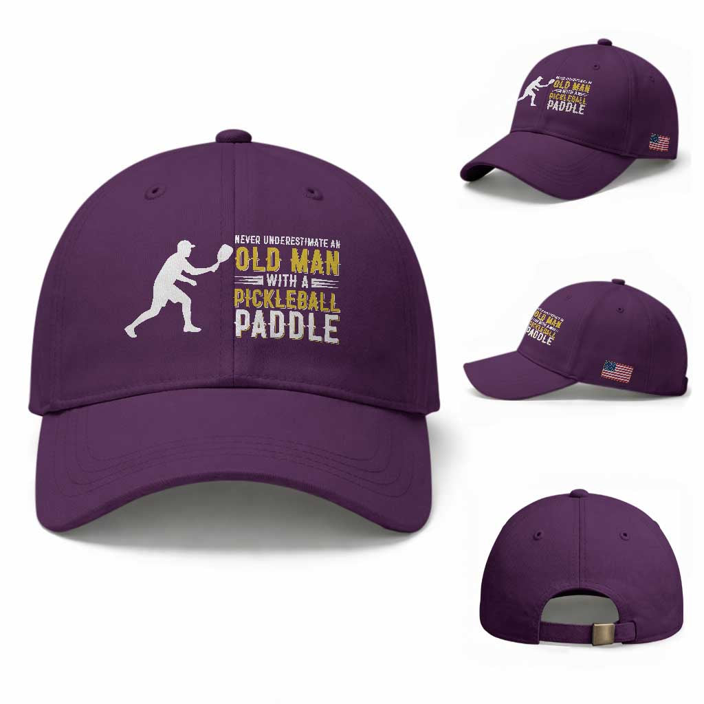 Funny Pickleball Lover Baseball Cap Never Underestimate Old Man TS12 Baseball Cap Universal Fit Purple Print Your Wear