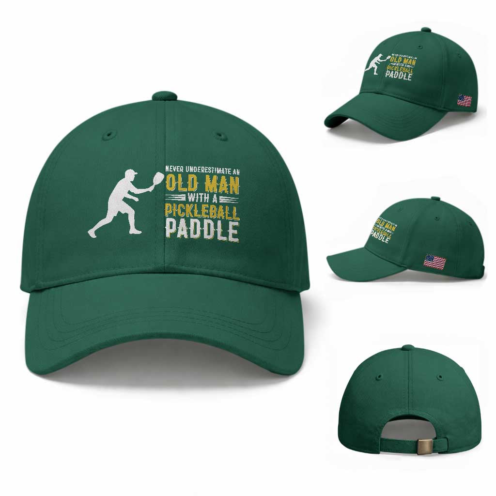 Funny Pickleball Lover Baseball Cap Never Underestimate Old Man TS12 Baseball Cap Universal Fit Irish Green Print Your Wear