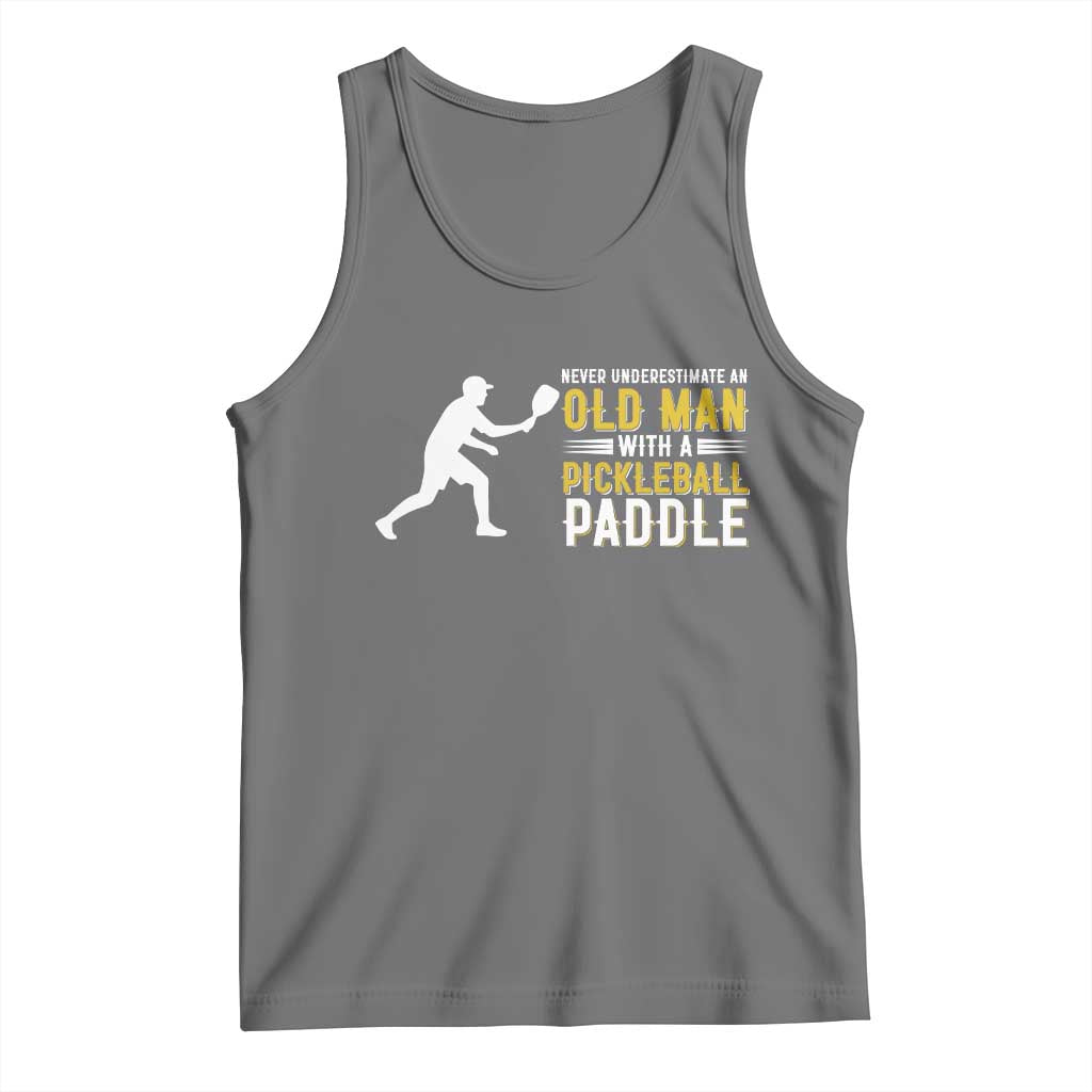 Funny Pickleball Lover Tank Top Never Underestimate Old Man TS12 Black Heather Print Your Wear