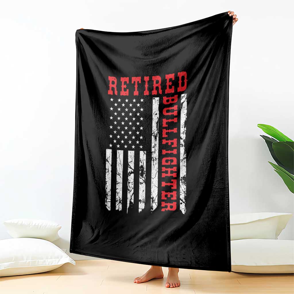 Retired Bullfighter American Flag Throw Blanket Vintage Rodeo Retirement Gift