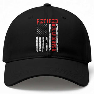Retired Bullfighter American Flag Baseball Cap Vintage Rodeo Retirement Gift